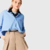 Pleated cotton shorts