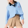 Pleated cotton shorts