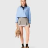 Pleated skirt with poplin details