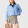 Pleated skirt with poplin details