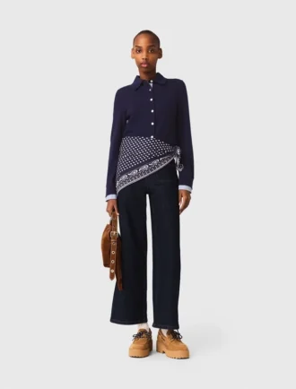 Polo cardigan with removable trims