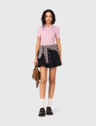 Polo collar ribbed sweater
