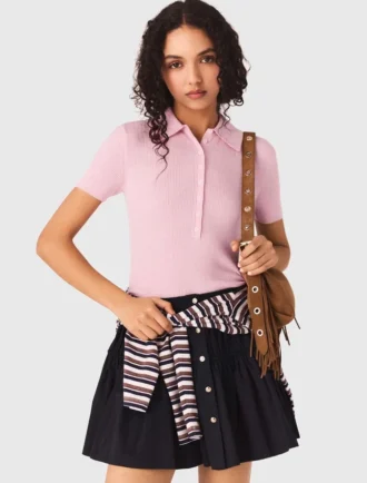 Polo collar ribbed sweater