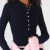 Polo collar ribbed sweater