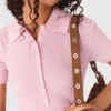 Polo collar ribbed sweater