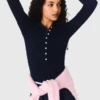 Polo collar ribbed sweater