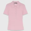 Polo collar ribbed sweater
