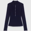 Polo collar ribbed sweater