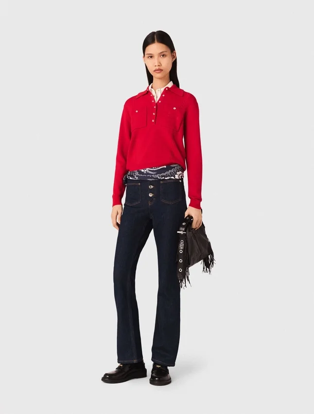 Polo collar sweater with embroidery Polo collar sweater with embroidery