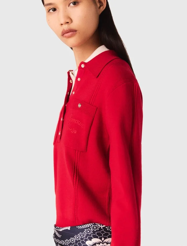 Polo collar sweater with embroidery Polo collar sweater with embroidery