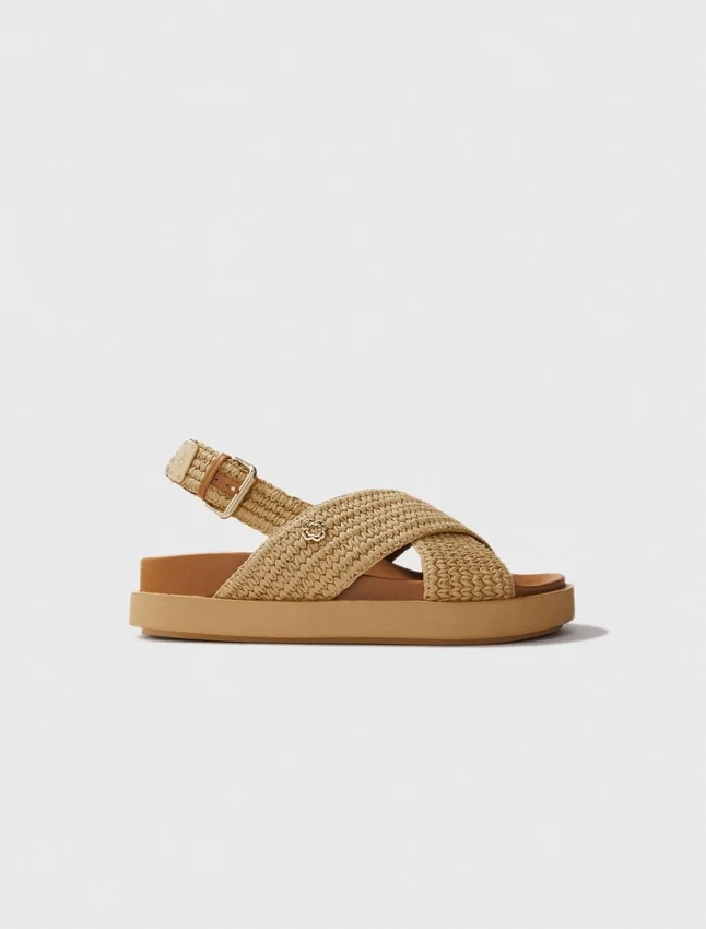 Raffia-effect flat sandals Raffia-effect flat sandals