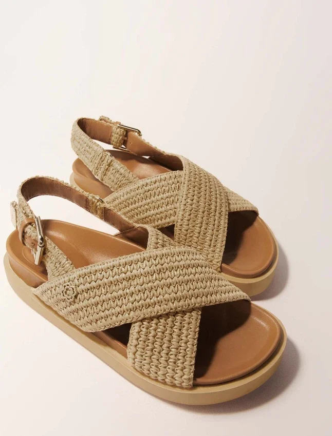 Raffia-effect flat sandals Raffia-effect flat sandals