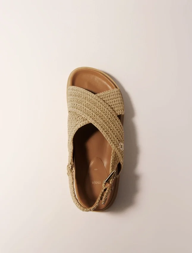 Raffia-effect flat sandals Raffia-effect flat sandals