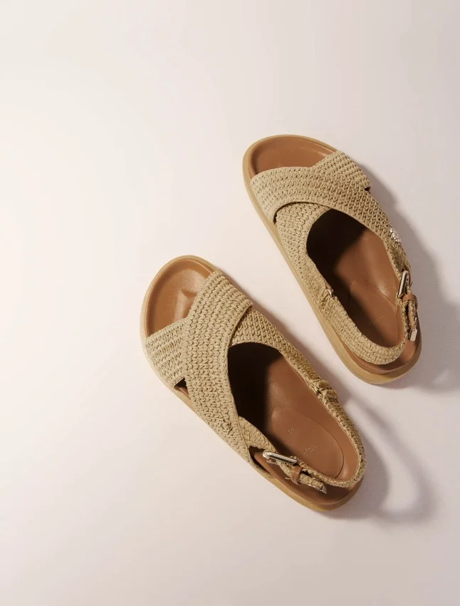 Raffia-effect flat sandals Raffia-effect flat sandals