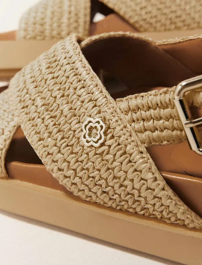 Raffia-effect flat sandals Raffia-effect flat sandals