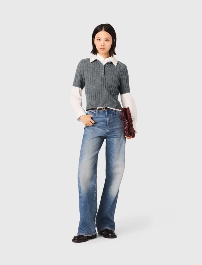 Removable beaded collar sweater Removable beaded collar sweater