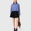 Removable collar rhinestone shirt