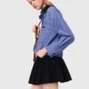 Removable collar rhinestone shirt