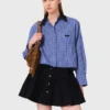 Removable collar rhinestone shirt