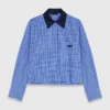 Removable collar rhinestone shirt