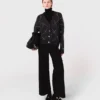 Rhinestone check cardigan
