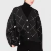 Rhinestone check cardigan