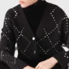 Rhinestone check cardigan