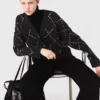 Rhinestone check cardigan