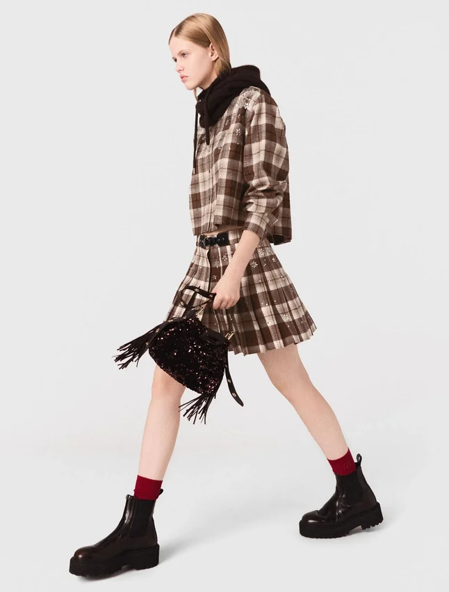 Rhinestone checked shirt Rhinestone checked shirt