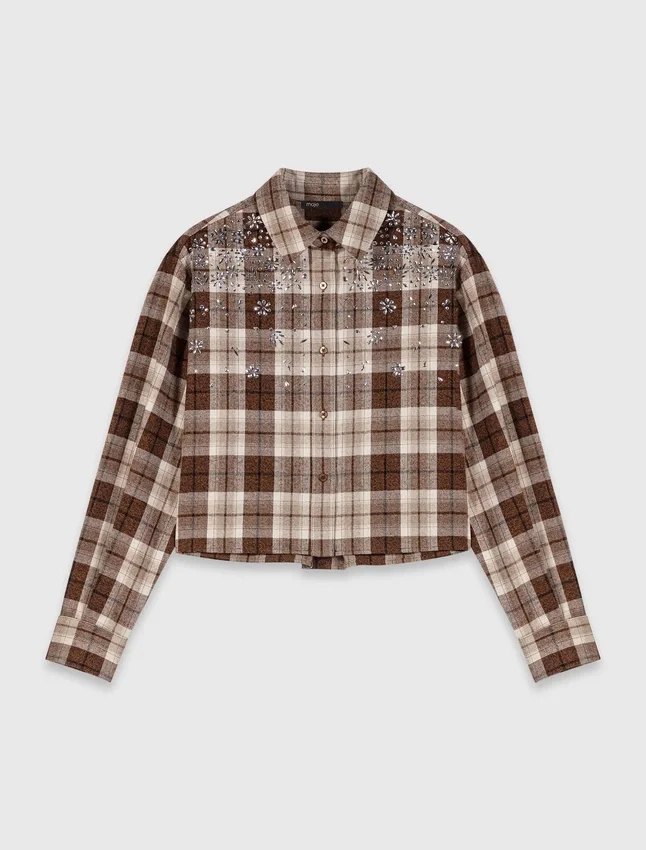 Rhinestone checked shirt Rhinestone checked shirt