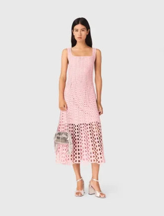 Rhinestone crochet midi dress