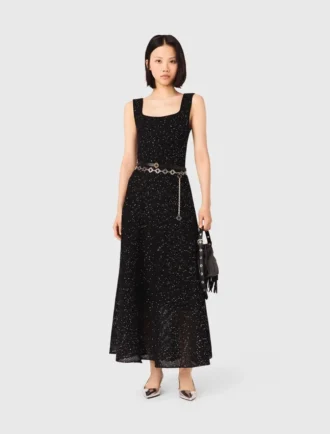 Rhinestone knit maxi dress