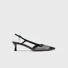 Rhinestone mesh pumps