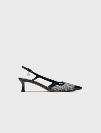 Rhinestone mesh pumps