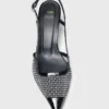 Rhinestone mesh pumps