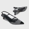 Rhinestone mesh pumps