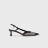 Rhinestone mesh pumps