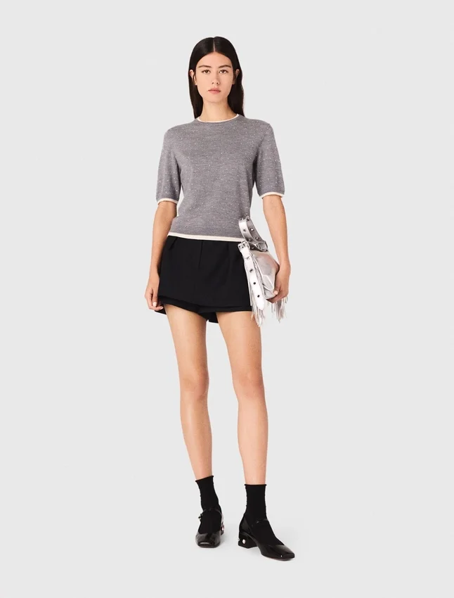 Rhinestone short-sleeve sweater Rhinestone short-sleeve sweater