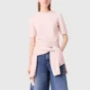 Rhinestone short-sleeve sweater