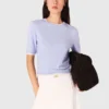 Rhinestone short-sleeve sweater