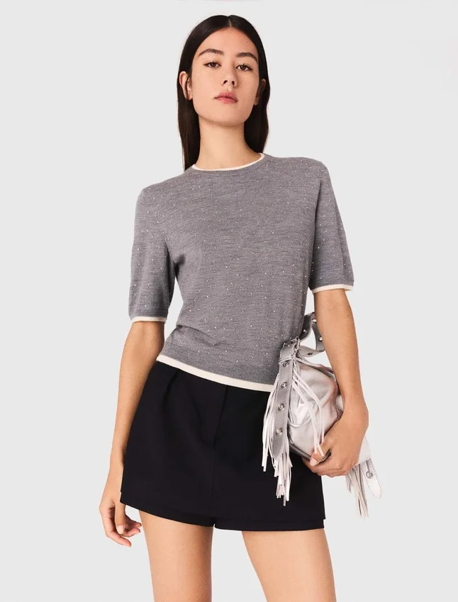 Rhinestone short-sleeve sweater Rhinestone short-sleeve sweater