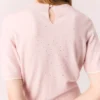 Rhinestone short-sleeve sweater