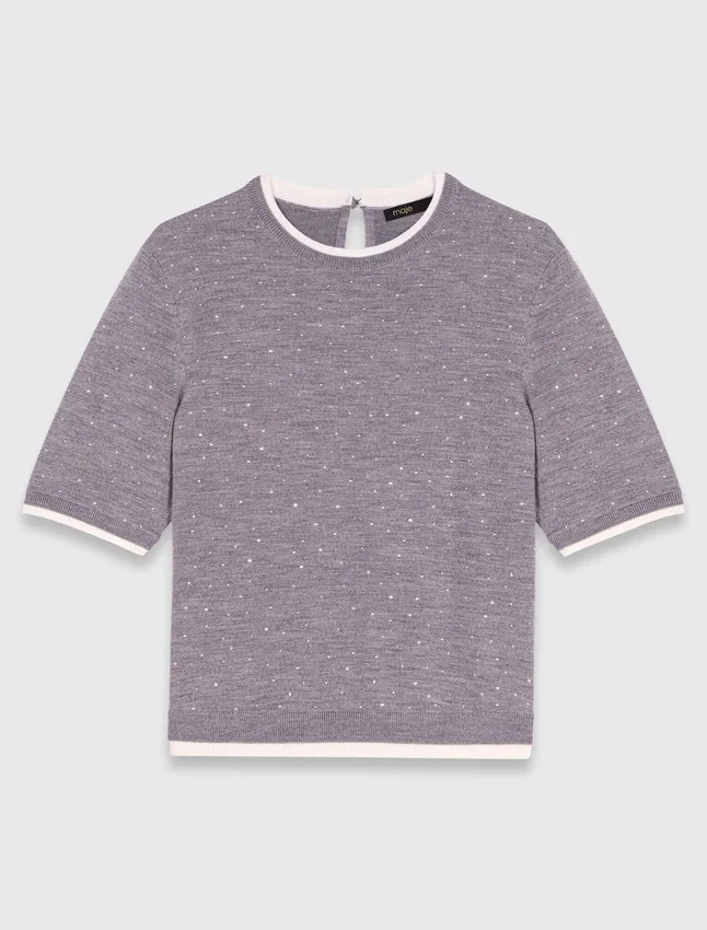 Rhinestone short-sleeve sweater Rhinestone short-sleeve sweater