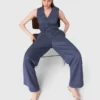 Rhinestone suit trousers with pleats