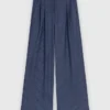 Rhinestone suit trousers with pleats