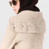 Rhinestone sweater with half-zip