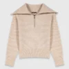 Rhinestone sweater with half-zip