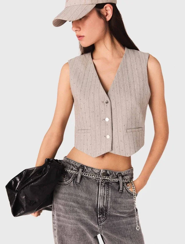 Rhinestone tailored vest Rhinestone tailored vest