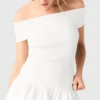 Rib knit bardot-neck top