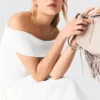 Rib knit bardot-neck top